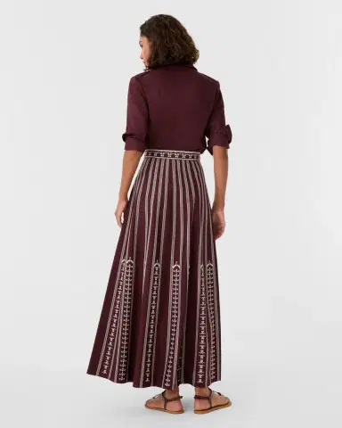 Emporio Sirenuse Camille Skirt with Greek Mask Embroidery | Thumbnail 11
