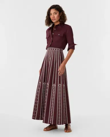 Emporio Sirenuse Camille Skirt with Greek Mask Embroidery | Thumbnail 8
