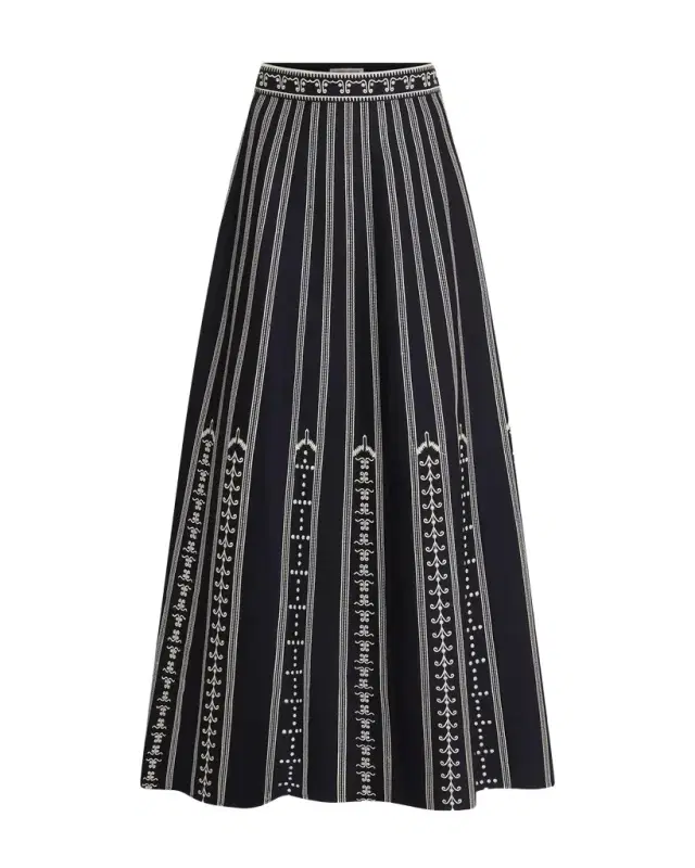 Emporio Sirenuse Camille Skirt with Greek Mask Embroidery