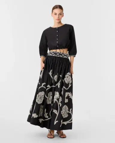 Emporio Sirenuse Ombretta Skirt with Peony Embroidery | Thumbnail 2
