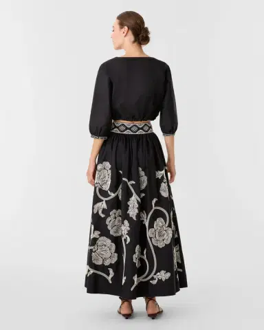 Emporio Sirenuse Ombretta Skirt with Peony Embroidery | Thumbnail 6