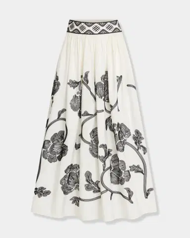 Emporio Sirenuse Ombretta Skirt with Peony Embroidery | Thumbnail 7