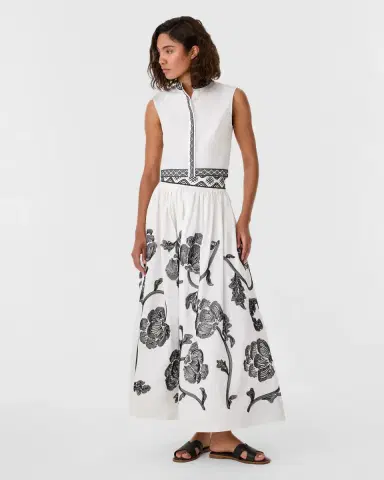 Emporio Sirenuse Ombretta Skirt with Peony Embroidery | Thumbnail 8