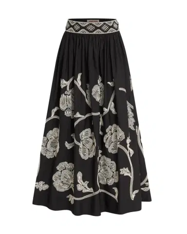 Emporio Sirenuse Ombretta Skirt with Peony Embroidery | Thumbnail 1