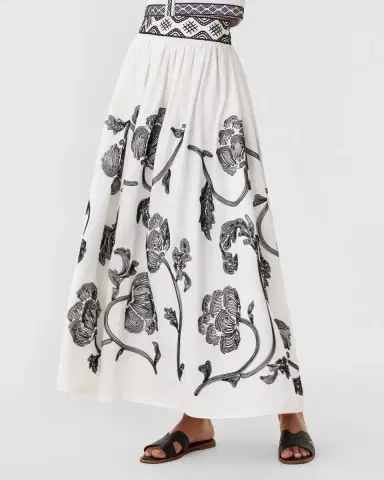 Emporio Sirenuse Ombretta Skirt with Peony Embroidery | Thumbnail 3