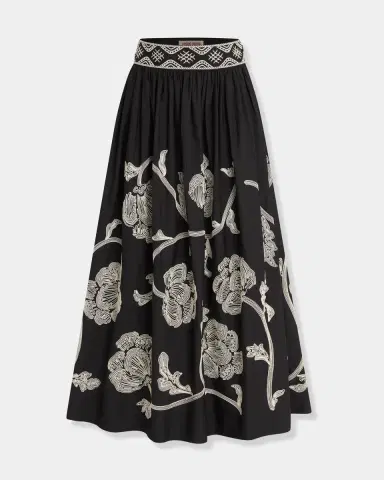 Emporio Sirenuse Ombretta Skirt with Peony Embroidery | Thumbnail 7