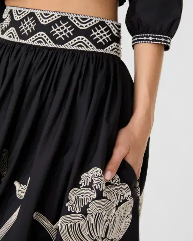 Emporio Sirenuse Ombretta Skirt with Peony Embroidery | Thumbnail 10