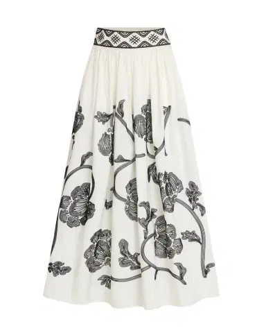 Emporio Sirenuse Ombretta Skirt with Peony Embroidery | Thumbnail 1