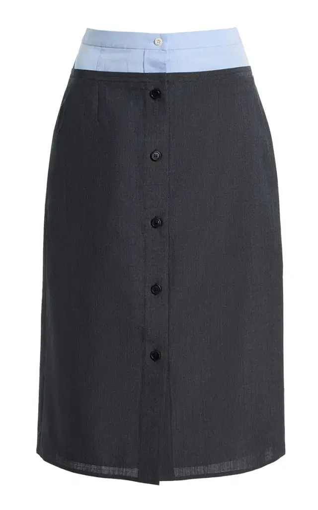 Prada Layered Poplin and Wool Midi Skirt
