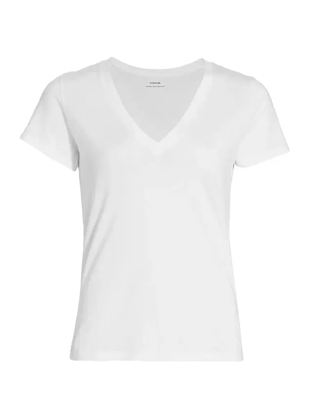 Women's Plunging V-Neck T-Shirt - Optic White - Size Medium
