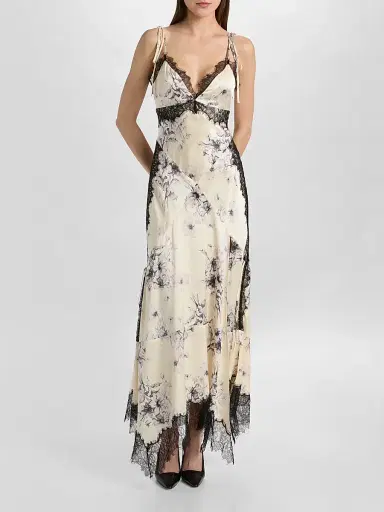 Cinq à Sept Women's Antonella Floral Slip Gown - Gardenia Black | Thumbnail 3