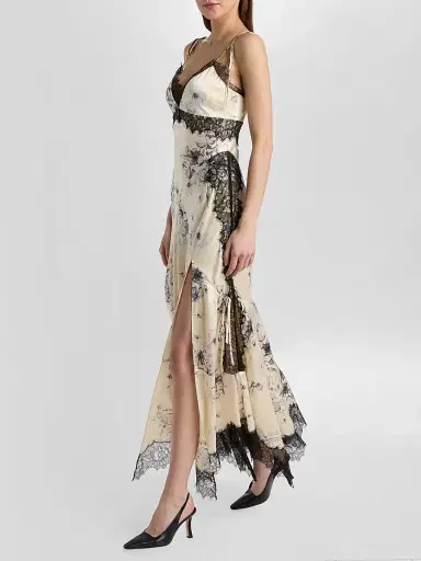 Cinq à Sept Women's Antonella Floral Slip Gown - Gardenia Black | Thumbnail 4