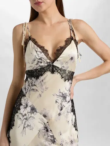 Cinq à Sept Women's Antonella Floral Slip Gown - Gardenia Black | Thumbnail 6