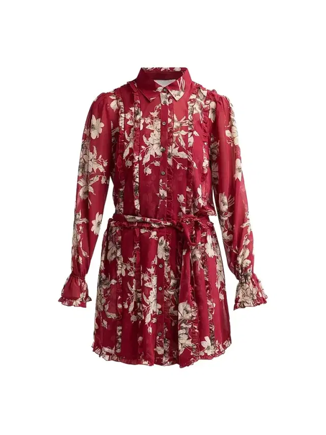 Cinq à Sept Women's Handsketched Floral Estelle Mini Dress - Berrywine Gardenia
