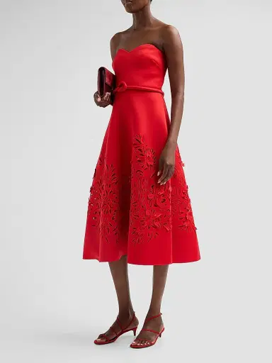 BADGLEY MISCHKA Women's Floral Laser-Cut Strapless Cocktail Dress | Thumbnail 4 BADGLEY MISCHKA Women's Floral Laser-Cut Strapless Cocktail Dress | Thumbnail 4