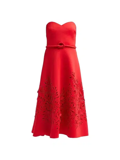 BADGLEY MISCHKA Women's Floral Laser-Cut Strapless Cocktail Dress | Thumbnail 1 BADGLEY MISCHKA Women's Floral Laser-Cut Strapless Cocktail Dress | Thumbnail 1