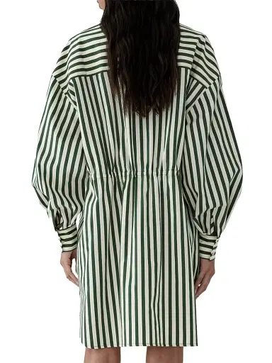 Carolina Herrera Women's Striped Long-Sleeve Mini Shirtdress - Ivory Racing Green - Size 12 | Thumbnail 4 Carolina Herrera Women's Striped Long-Sleeve Mini Shirtdress - Ivory Racing Green - Size 12 | Thumbnail 4
