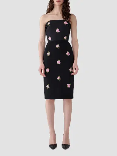 Carolina Herrera Women's Floral Sequin Strapless Midi-Dress - Black - Size 10 | Thumbnail 2 Carolina Herrera Women's Floral Sequin Strapless Midi-Dress - Black - Size 10 | Thumbnail 2