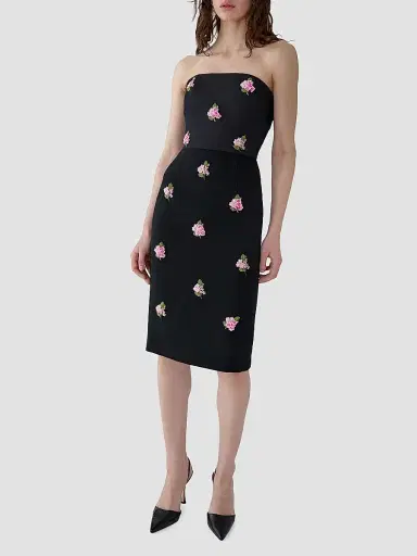 Carolina Herrera Women's Floral Sequin Strapless Midi-Dress - Black - Size 10 | Thumbnail 3 Carolina Herrera Women's Floral Sequin Strapless Midi-Dress - Black - Size 10 | Thumbnail 3