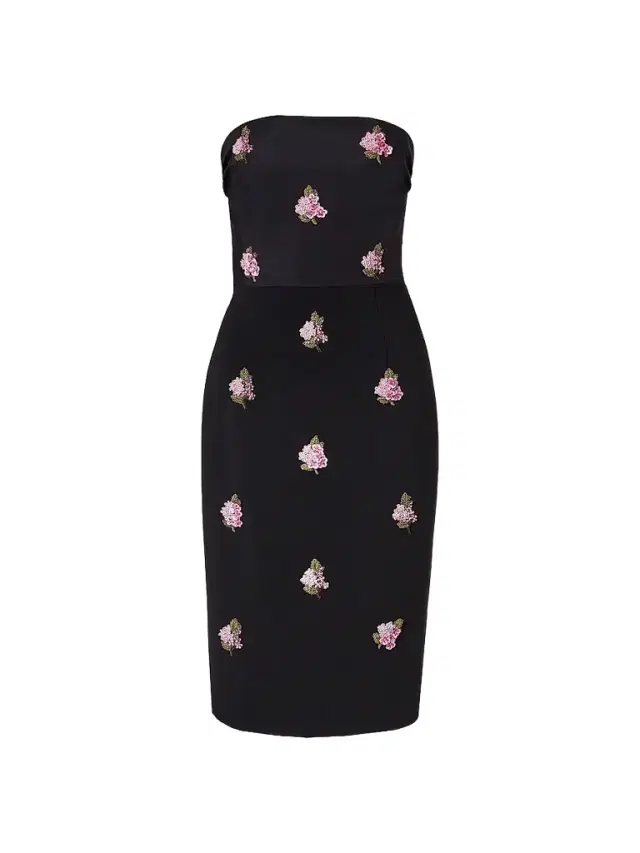 Carolina Herrera Women's Floral Sequin Strapless Midi-Dress - Black