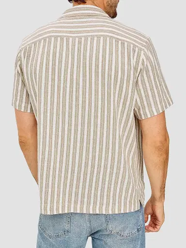 Rails Men's Fielder Striped Cotton-Blend Camp Shirt - Khaki White Stripe | Thumbnail 4 Rails Men's Fielder Striped Cotton-Blend Camp Shirt - Khaki White Stripe | Thumbnail 4