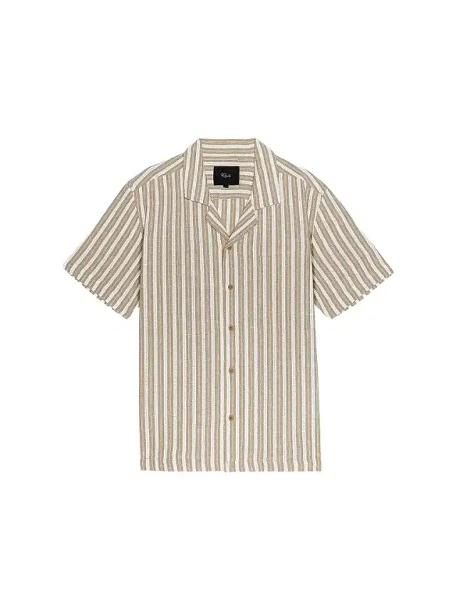 Rails Men's Fielder Striped Cotton-Blend Camp Shirt - Khaki White Stripe