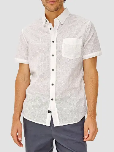 Rails Men's Hale Embroidered Cotton Shirt - Whirling Daisy White | Thumbnail 3