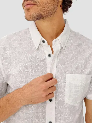 Rails Men's Hale Embroidered Cotton Shirt - Whirling Daisy White | Thumbnail 5