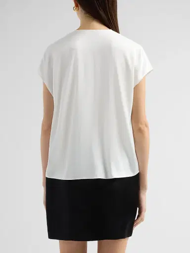 Vince Women's Double V-Neck Silk-Blend Top - Off White - Size XXS | Thumbnail 3