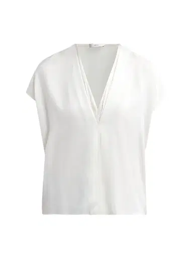 Vince Women's Double V-Neck Silk-Blend Top - Off White - Size XXS | Thumbnail 1