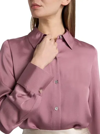 Vince Women's Slim-Fit Classic Shirt - Dusty Peony - Size XXS | Thumbnail 6 Vince Women's Slim-Fit Classic Shirt - Dusty Peony - Size XXS | Thumbnail 6