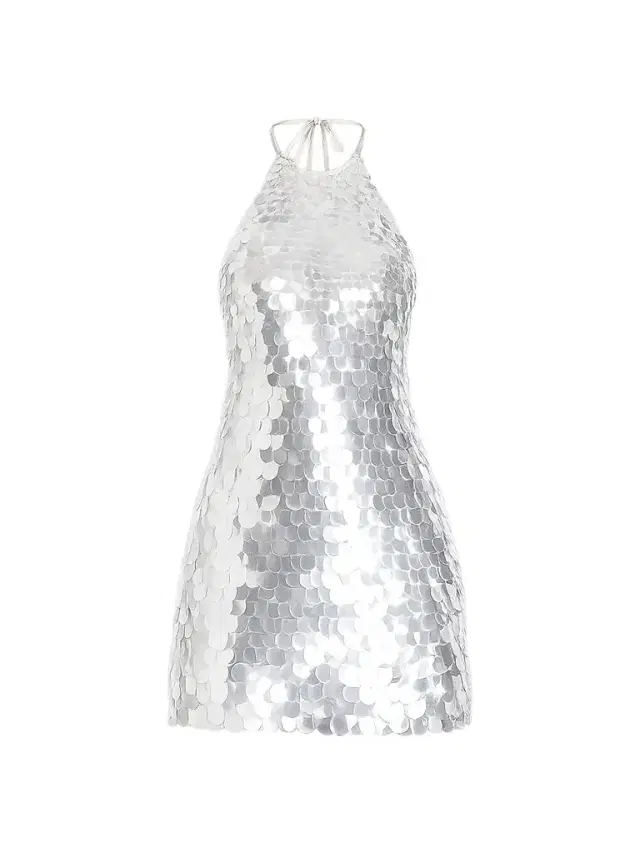 Retrofête Women's Bondera Sequin Halter Minidress - Silver