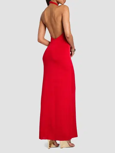 SEROYA Women's Kayla Knot-Front Open-Back Maxi Dress | Thumbnail 3 SEROYA Women's Kayla Knot-Front Open-Back Maxi Dress | Thumbnail 3