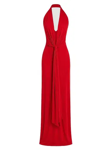 SEROYA Women's Kayla Knot-Front Open-Back Maxi Dress | Thumbnail 1 SEROYA Women's Kayla Knot-Front Open-Back Maxi Dress | Thumbnail 1