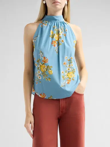 Veronica Beard Women's Kovi Floral Silk-Blend Top - Blue River Multi - Size 16 | Thumbnail 4 Veronica Beard Women's Kovi Floral Silk-Blend Top - Blue River Multi - Size 16 | Thumbnail 4