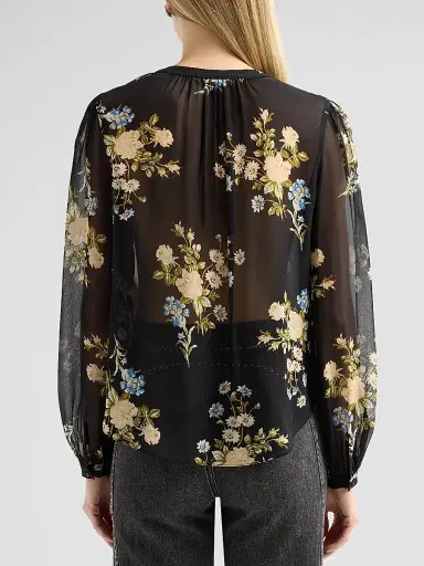 Veronica Beard Women's Ashlynn Floral Silk Blouse - Black Multi - Size 16 | Thumbnail 3