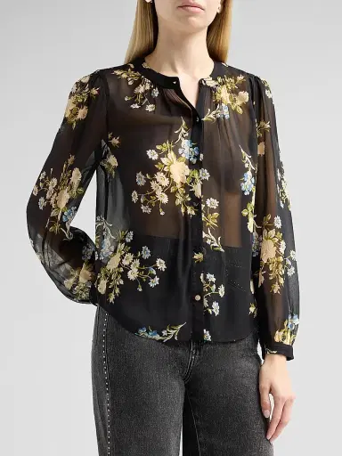 Veronica Beard Women's Ashlynn Floral Silk Blouse - Black Multi - Size 16 | Thumbnail 4