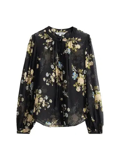 Veronica Beard Women's Ashlynn Floral Silk Blouse - Black Multi - Size 16 | Thumbnail 1
