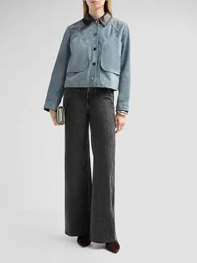Veronica Beard Women's Walters Cropped Barn Jacket - Blue Steel - Size XL | Thumbnail 2