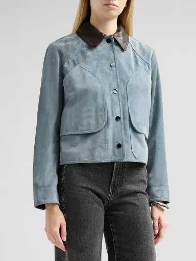 Veronica Beard Women's Walters Cropped Barn Jacket - Blue Steel - Size XL | Thumbnail 4