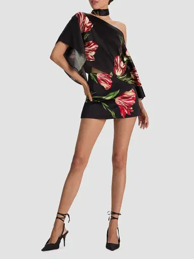 ALICE + OLIVIA Women's Rubi Micro Mini Skirt - Soft Tulip Black | Thumbnail 2