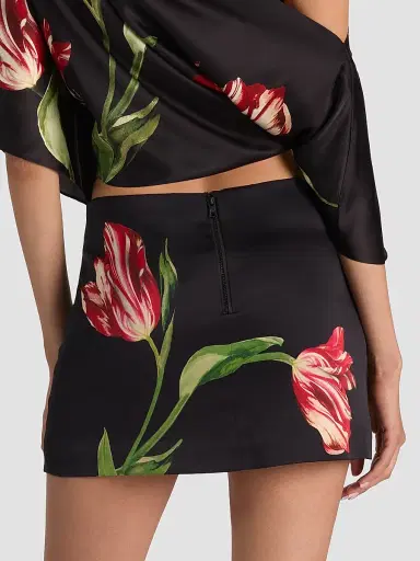 ALICE + OLIVIA Women's Rubi Micro Mini Skirt - Soft Tulip Black | Thumbnail 3