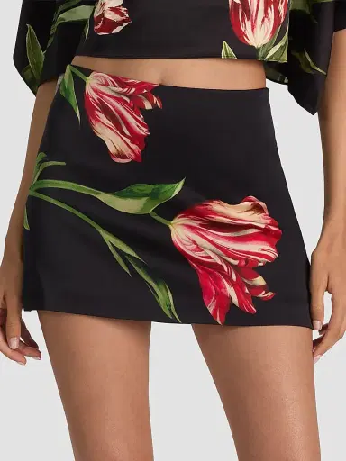 ALICE + OLIVIA Women's Rubi Micro Mini Skirt - Soft Tulip Black | Thumbnail 4