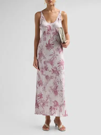 L'Agence Women's Akiya Floral Tank Dress - Tan Textured Jungle - Size XXL | Thumbnail 2 L'Agence Women's Akiya Floral Tank Dress - Tan Textured Jungle - Size XXL | Thumbnail 2