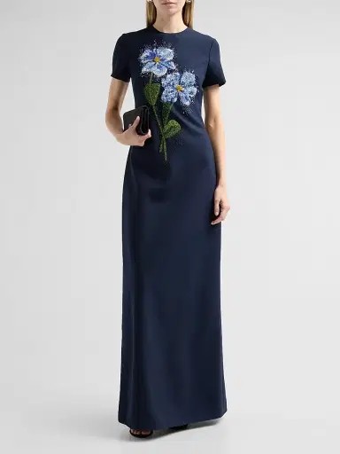 Oscar de la Renta Women's Floral Beaded Chine Embroidered Caftan | Thumbnail 2 Oscar de la Renta Women's Floral Beaded Chine Embroidered Caftan | Thumbnail 2