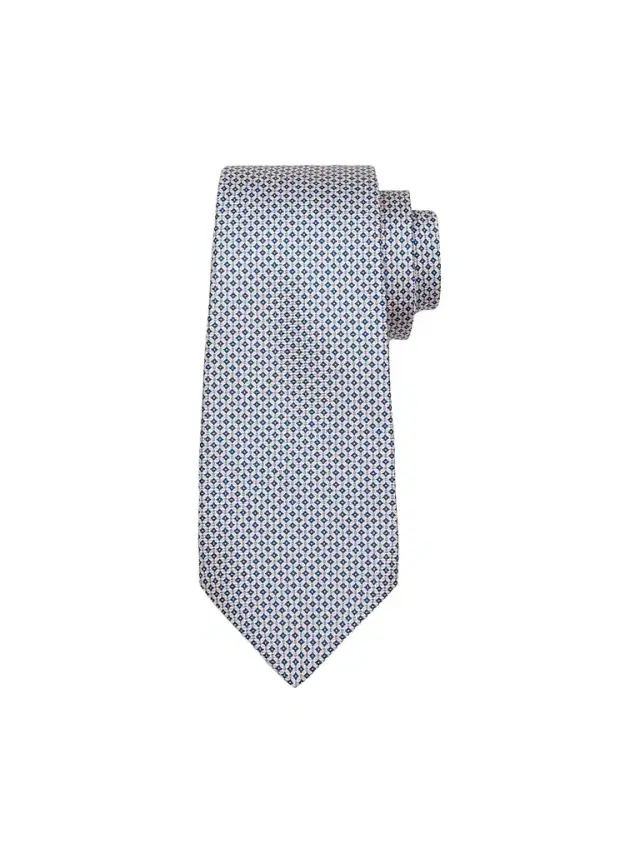 Kiton Men's Micro Geometric Print Silk Tie - Cream