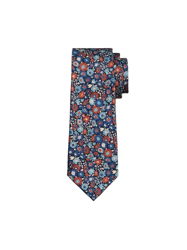 Kiton Men's Floral Silk Tie - Blue