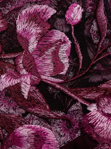 Naeem Khan Women's Floral-Embroidered Tea-Length Dress - Pink Black - Size 6 | Thumbnail 7 Naeem Khan Women's Floral-Embroidered Tea-Length Dress - Pink Black - Size 6 | Thumbnail 7