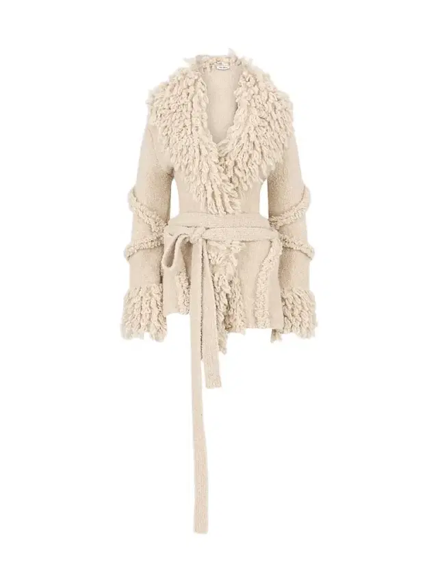 The Attico Women's Fuzzy Shawl-Collar Wrap Coat - Beige