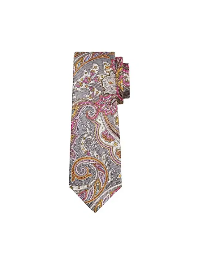 Kiton Men's Paisley Silk Tie - Pink